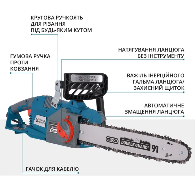 Пила цепная сетевая Konner&Sohnen CS2200-16 2200Вт 16"/40см 14м/с KS CS2200-16 - изображение 14