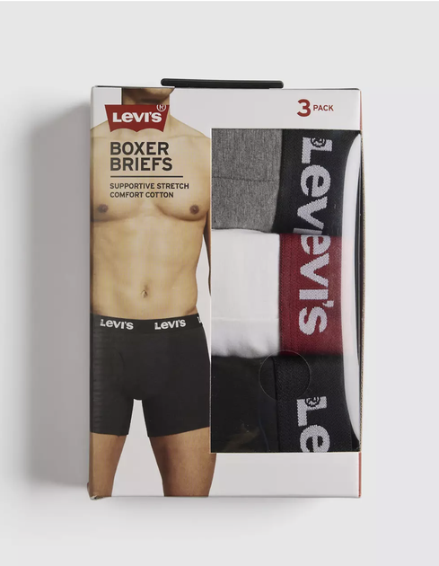 Трусы мужские Levi's Boxer Briefs 3-Pack Размер S - Фото 2 Трусы мужские Levi's Boxer Briefs 3-Pack Размер S - изображение 2