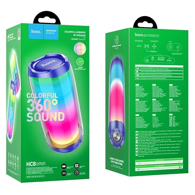 Портативная колонка Hoco HC8 Pulsating Colorful Luminous Wireless Speaker 10W Blue - изображение 2