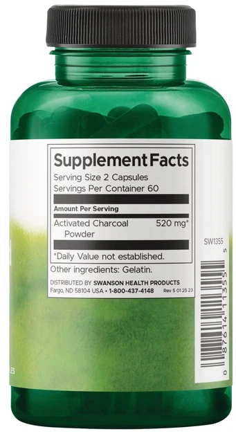 Suplement diety Swanson Węgiel Drzewny Aktywny 260 mg 120 kapsułek (0087614113555) - obraz 2