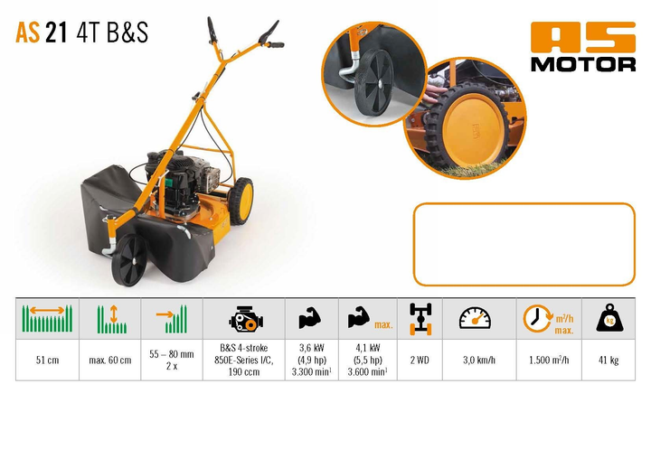 Газонокосилка AS-MOTOR Allmäher AS 21 4T B&S 21 см универсальная - изображение 3