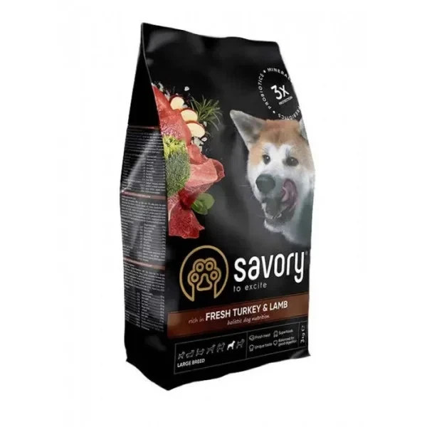 Сухий корм Savory Fresh Turkey & Lamb Adult Large Breeds для собак великих порід з індичкою та ягням 3 кг - Фото 1 Сухий корм Savory Fresh Turkey & Lamb Adult Large Breeds для собак великих порід з індичкою та ягням 3 кг - зображення 1