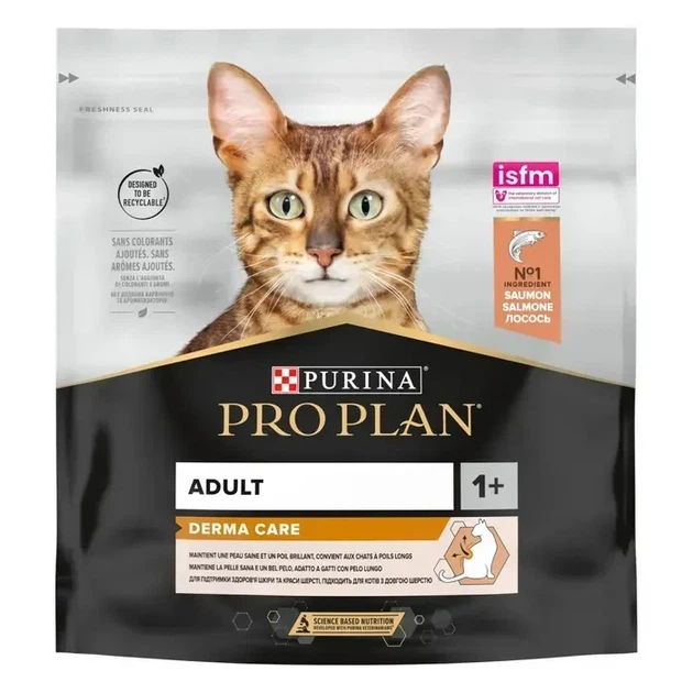 Сухий корм для котів Pro Plan Adult 1+ Derma Care 400 г - лосось - Фото 1 Сухий корм для котів Pro Plan Adult 1+ Derma Care 400 г - лосось - зображення 1