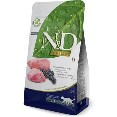 Сухий корм Farmina (Фарміна) N&D Grain Free Prime для котів з ягням та чорницею— 1.5 кг. - Фото 1 Сухий корм Farmina (Фарміна) N&D Grain Free Prime для котів з ягням та чорницею— 1.5 кг. - зображення 1