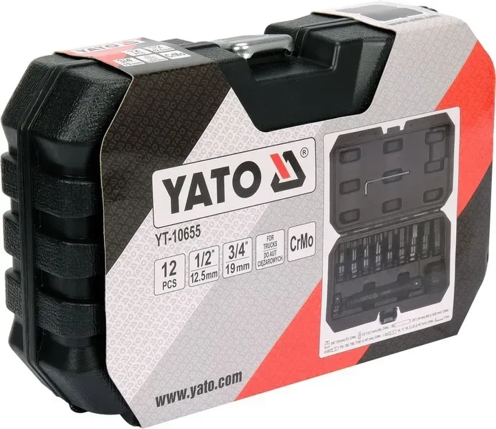 Набір ударних біт YATO TORX HEX 1/2, 3/4 12 шт YT-10655 - изображение 4