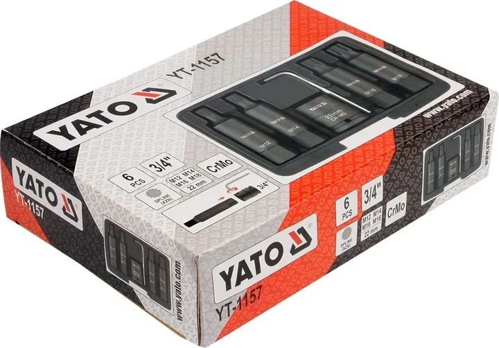 Набір ударних біт YATO SPLINE M12-M22 3/4 6 шт YT-1157 - Фото 2 Набір ударних біт YATO SPLINE M12-M22 3/4 6 шт YT-1157 - изображение 2
