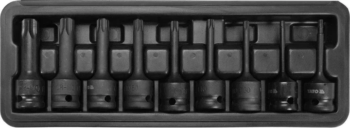 Набір ударних біт YATO TORX T20-T70 1/2 Cr-Mo 9 шт YT-10654 - Фото 1 Набір ударних біт YATO TORX T20-T70 1/2 Cr-Mo 9 шт YT-10654 - изображение 1