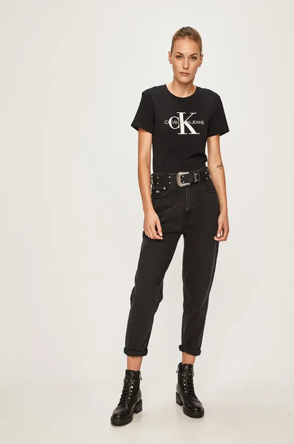 Футболка женская Calvin Klein хлопковая черная 2XL 4238 - Фото 2 Футболка женская Calvin Klein хлопковая черная 2XL 4238 - изображение 2