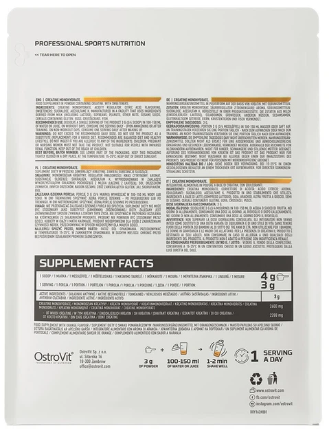 Креатин OstroVit Creatine 300 г порошок Апельсин (5902232611793) - зображення 3