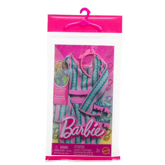 Одежда для кукол Барби Зелено-розовый костюм в полоску Barbie Fashion Pack Striped Set (HYV19) (HYV19) - изображение 2