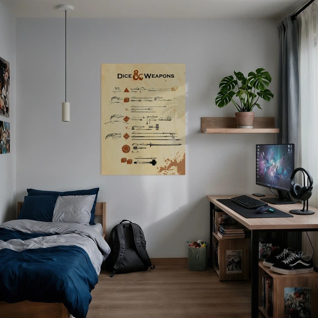 Постер ДнД, игральные кости и оружие, Dungeons and Dragons, DnD, A3 40×30 см (id5480) - изображение 2