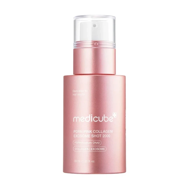 Регенеруюча сироватка з полінуклеотидами, екзосомами та спікулами Medicube PDRN Pink Collagen Exosome Shot 2000 30 мл - зображення 6