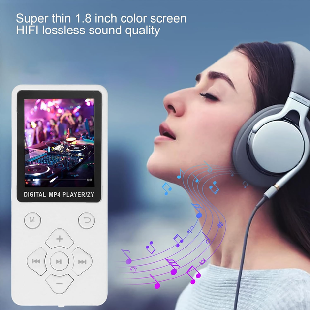 Музичний MP3/MP4 плеєр Bewinner Hi-Fi 32GB Bluetooth 5.0 — Портативний аудіоплеєр з кольоровим екраном 1.8", Білий - Фото 3 Музичний MP3/MP4 плеєр Bewinner Hi-Fi 32GB Bluetooth 5.0 — Портативний аудіоплеєр з кольоровим екраном 1.8", Білий - зображення 3