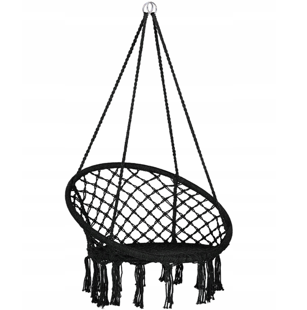 Качеля гамак Macrame большой, гамак плетений, цвет черный - изображение 4