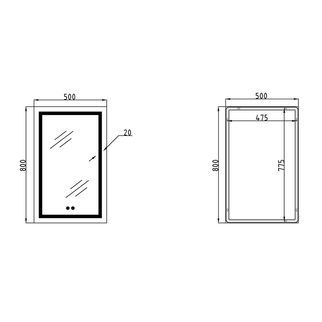 Зеркало Qtap Mideya (DC-F936) 500х800 с LED-подсветкой Touch, с антизапотеванием, диммером QT2078F936W - изображение 2