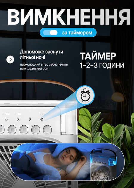 Портативный мини кондиционер увлажнитель 3в1 настольный USB с подсветкой (49675870) - изображение 6