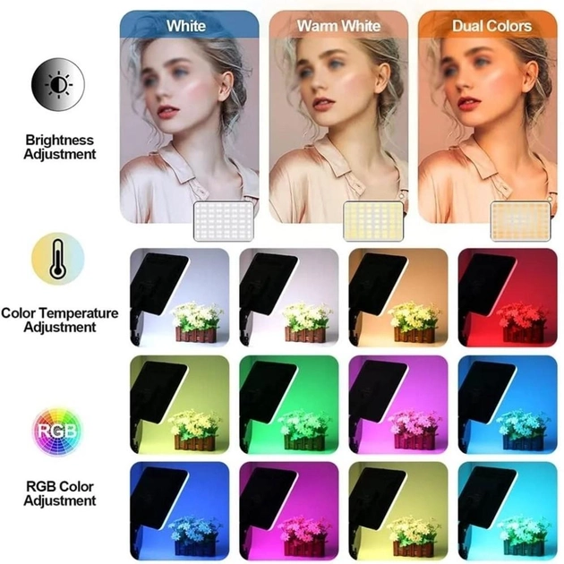 Светодиодная прямоугольная LED лампа RGB PM-36 36х25см Прожектор с штативом 2м Набор для блогера - изображение 6