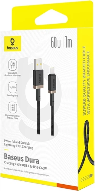Кабель Baseus Dura Series Fast Charging Cable USB to Type-C 60W 1 м Gold-Black (P10377802U01-00) - Фото 2 Кабель Baseus Dura Series Fast Charging Cable USB to Type-C 60W 1 м Gold-Black (P10377802U01-00) - изображение 2