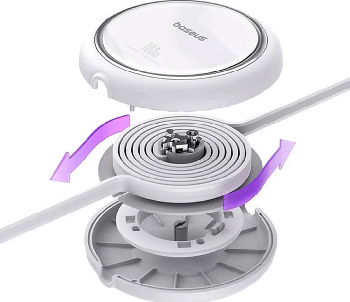 Кабель Baseus Free2Draw Mini Retractable Charging Cable Type-C to Type-C 100W 1 м Moon White (P10364500211-00) - зображення 6