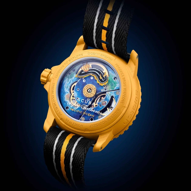 Наручний годинник Blancpain x Swatch Bioceramic Scuba Fifty Fathoms Pacific Ocean SO35P100 - зображення 3