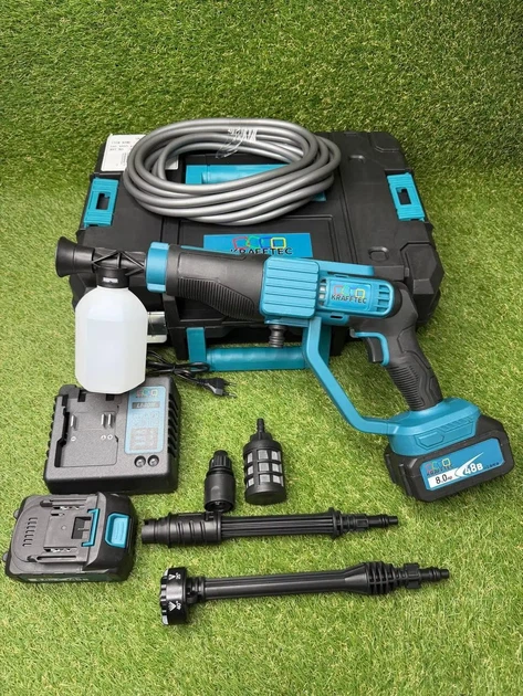 Аккумуляторная мойка высокого давления Krafftec 48V 8Ah 45 Бар портативная для авто, сада и двора - изображение 5