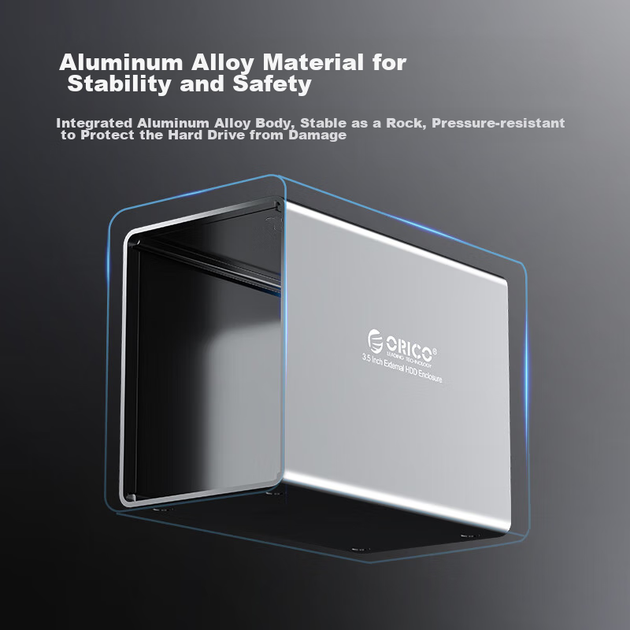 Корпус для жорсткого диска ORICO Disk Array, багатовідсіковий, 3,5-дюймовий, USB 3.0, механічний жорсткий диск SATA, зовнішній корпус для RAID-сховища, повністю алюмінієвий, двовідсіковий, 9528RU3 - зображення 6