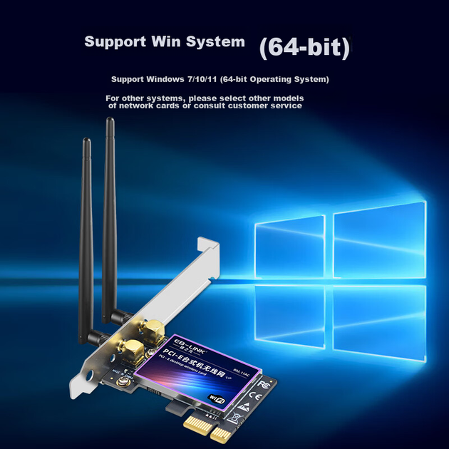 EB-LINK Intel 7265 Chip PCI-E Встроенная беспроводная сетевая карта для настольных компьютеров, двухдиапазонная сетевая карта WiFi 5 1200 Мбит/с Gigabit, сетевая карта PCIe для игровых настольных компьютеров - изображение 8