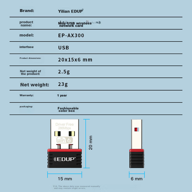 Беспроводной сетевой адаптер EDUP WiFi 6 без драйверов, USB, для настольных и портативных компьютеров, беспроводной сетевой приемник/передатчик WiFi EP-AX300 - изображение 9