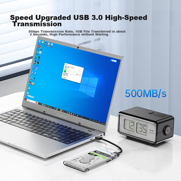Зовнішній корпус для жорсткого диска ORICO, 2,5-дюймовий, USB 3.0, інтерфейс SATA, зовнішній корпус для ноутбука з твердотільними та механічними SSD-накопичувачами, повністю прозорий, 2139U3 - зображення 5