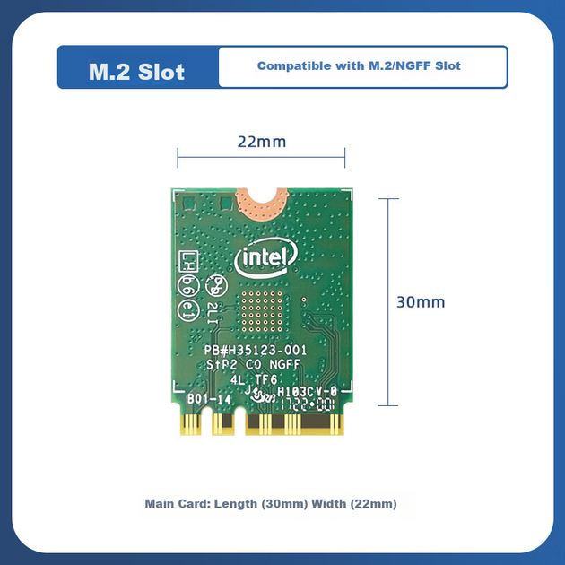 Бездротова мережева карта EB-LINK Intel 7265 для ноутбука, інтерфейс M.2 1167 Мбіт/с, дводіапазонна мережева карта WiFi 5 Gigabit, Bluetooth 4.2, внутрішній модуль комп'ютера - изображение 5