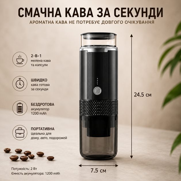 Портативная аккумуляторная кофемашина 2-в-1 СМ-1999. Беспроводная кофемашина эспрессо для авто и туризма - Фото 4 Портативная аккумуляторная кофемашина 2-в-1 СМ-1999. Беспроводная кофемашина эспрессо для авто и туризма - изображение 4
