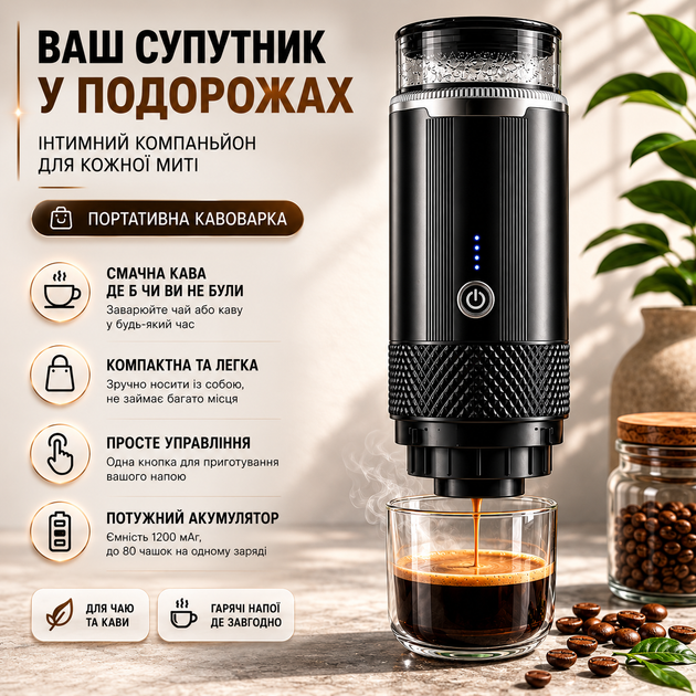 Портативная аккумуляторная кофемашина 2-в-1 СМ-1999. Беспроводная кофемашина эспрессо для авто и туризма - Фото 8 Портативная аккумуляторная кофемашина 2-в-1 СМ-1999. Беспроводная кофемашина эспрессо для авто и туризма - изображение 8