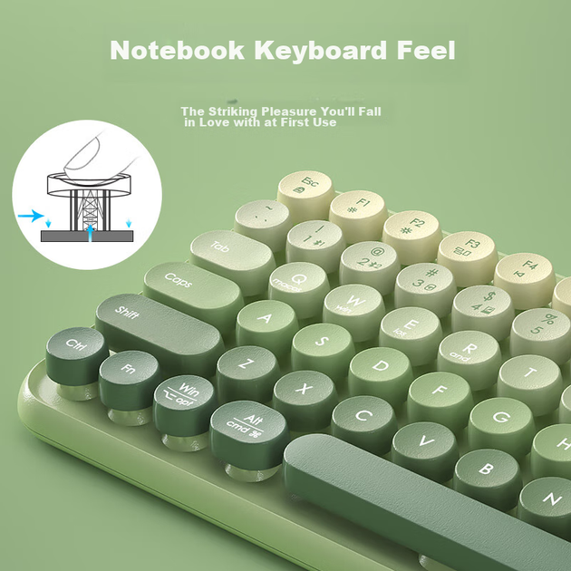 Клавиатура беспроводная BOW K608DL Bluetooth/2.4 GHz English Matcha Green - изображение 12