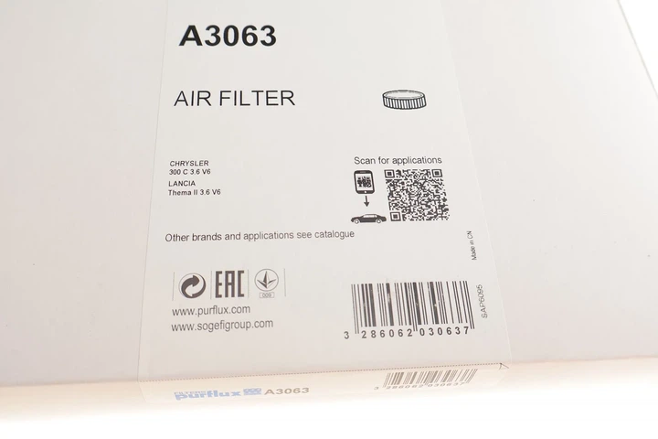 Фільтр повітряний Purflux A3063 Chrysler 300C K04861746AB, K04861746AA - зображення 4