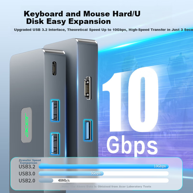 Док-станція Acer Type-C Gigabit Ethernet адаптер USB 3.2 концентратор дротова мережева карта RJ45 конвертер 4K60Hz HD PD зарядний пристрій док-станція - зображення 4