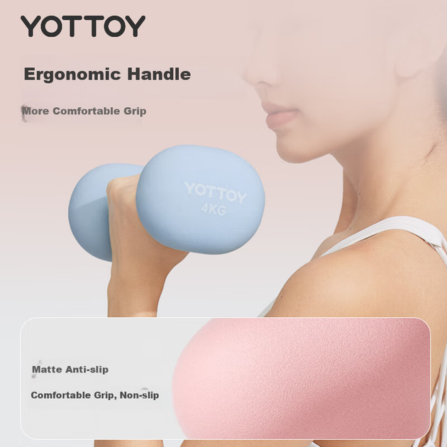 Гантели Yottoy, женское фитнес-оборудование для домашнего использования, силовые тренировки для начинающих в общежитии, профессиональный набор маленьких гантелей с пластиковым покрытием. - изображение 6