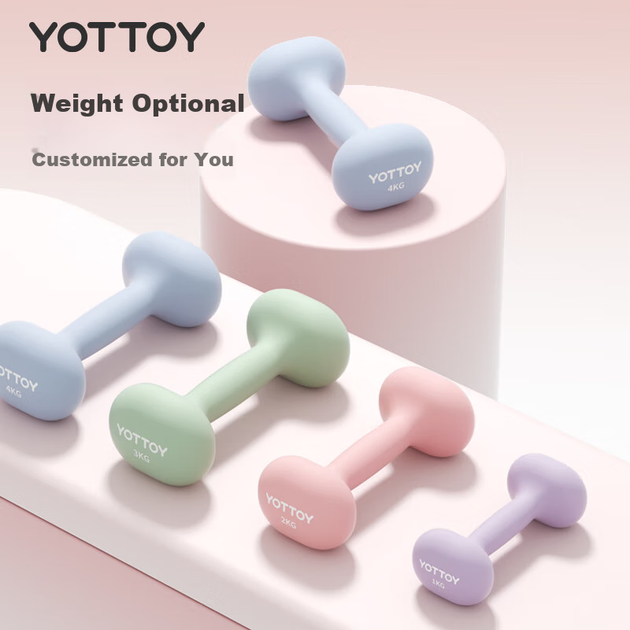Гантели Yottoy, женское фитнес-оборудование для домашнего использования, силовые тренировки для начинающих в общежитии, профессиональный набор маленьких гантелей с пластиковым покрытием. - изображение 11