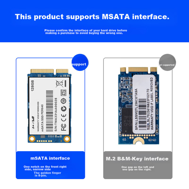 Прозорий корпус для SSD ORICO, корпус для жорсткого диска з інтерфейсом mSATA - Type-C, підходить для SSD-накопичувачів ноутбуків, міні-зовнішній корпус - TC10 - зображення 4