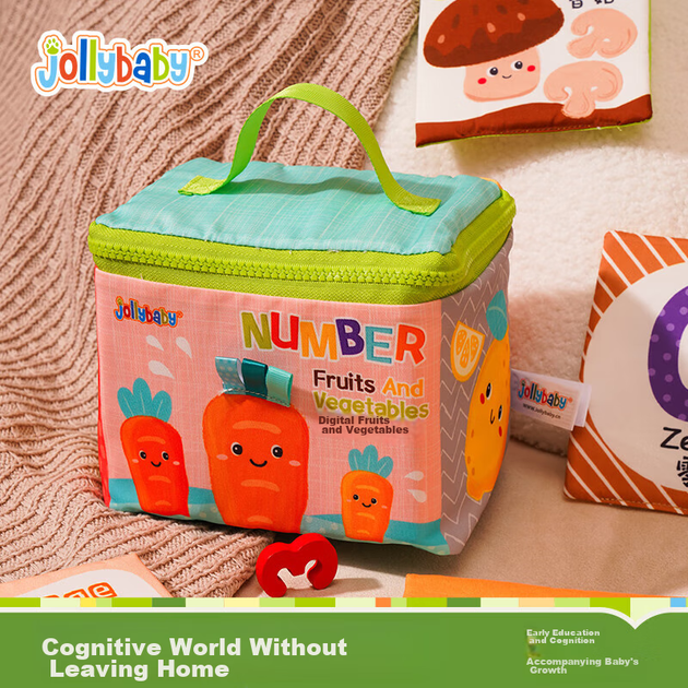 Книжка тканевая детская Jollybaby, развивающие карточки, фрукты/овощи - изображение 4