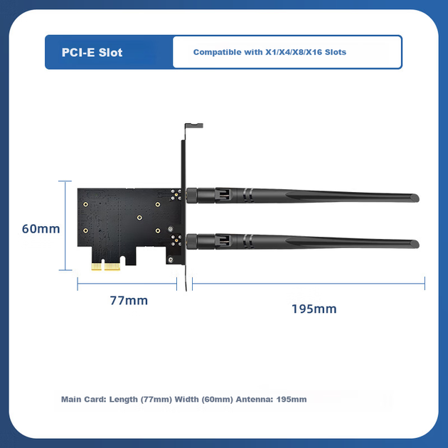 Карта мережева бездротова EB-LINK Intel BE200, Bluetooth 5.4, Wi-Fi 7, модель 8744M - зображення 5