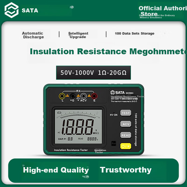Цифровий мультиметр SATA Megohmmeter, тестер опору ізоляції, високовольтний 100/500/1000 В, D05983 - Фото 6 Цифровий мультиметр SATA Megohmmeter, тестер опору ізоляції, високовольтний 100/500/1000 В, D05983 - зображення 6