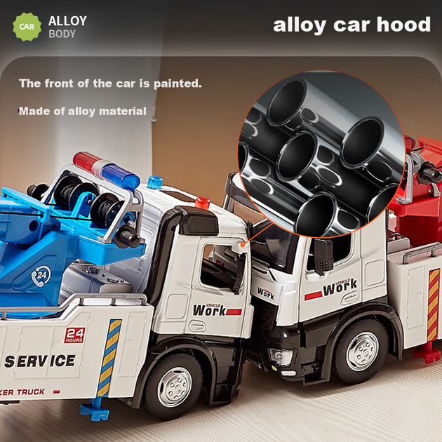 Игрушечная модель эвакуатора-крана Chiyu Toys, реалистичная модель автомобиля, детская игрушечная машинка, подарок для мальчиков. - зображення 8