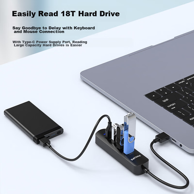 Хаб PHILIPS USB3.0 4-портовий з живленням 1.5м - зображення 4