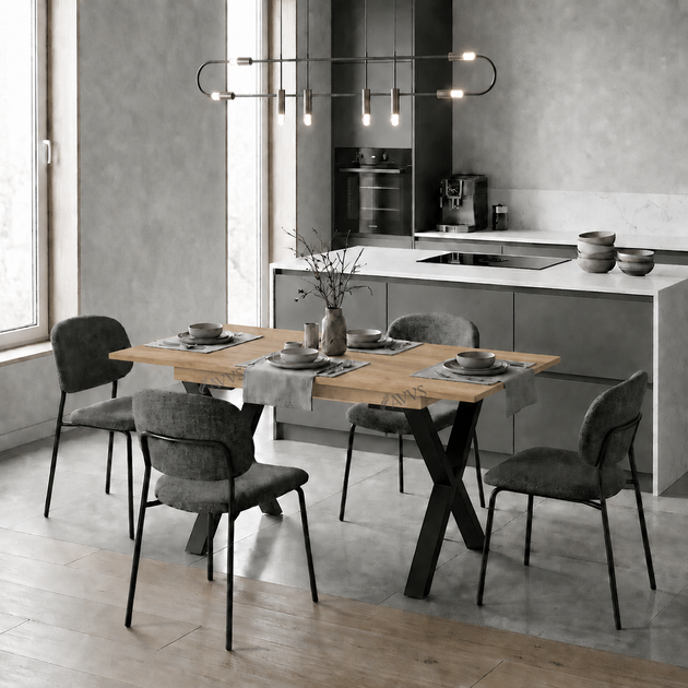 Стол кухонный раскладной RoMax Next 110х75 (190х75) см Loft Дуб Крафт Золотой/Черный - изображение 2