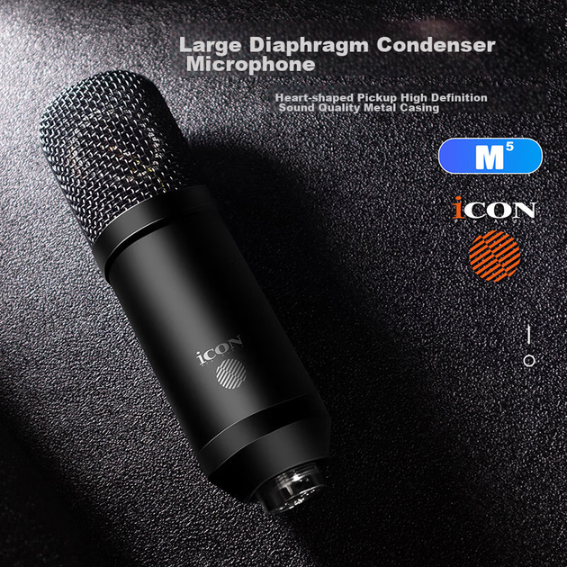 Микрофон Aiken iCON M5 конденсаторный с большой диафрагмой, для караоке и записи - Фото 8 Микрофон Aiken iCON M5 конденсаторный с большой диафрагмой, для караоке и записи - изображение 8