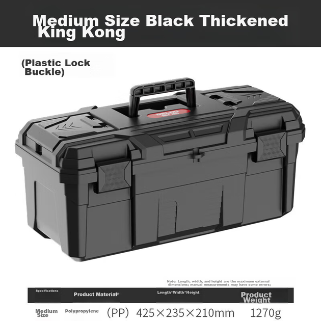 Коробка для зберігання інструментів DELIXI Black Diamond Thickened Toolbox, велика промислова фурнітура, портативний багатофункціональний інструмент для ремонту в автомобілі - изображение 4