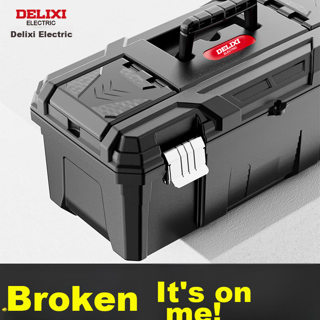 Коробка для зберігання інструментів DELIXI Black Diamond Thickened Toolbox, велика промислова фурнітура, портативний багатофункціональний інструмент для ремонту в автомобілі - изображение 5