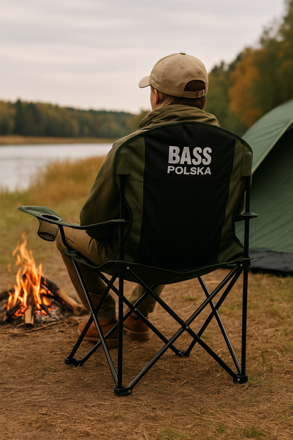 Складаний рибальський стілець кемпінговий Bass Polska BH 30031 59х59 см темно-зелений - зображення 5