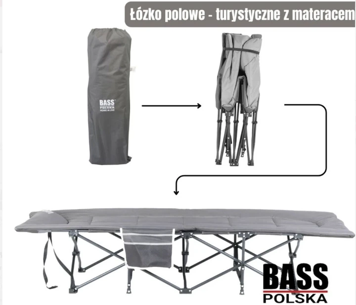 Раскладная кровать с матрасом Bass Polska BH 31007 серый 198х68х40 см - изображение 5