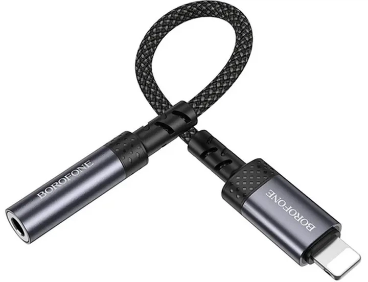 Перехідник BOROFONE BV24 Lightning to AUX 3.5 сірий - изображение 3
